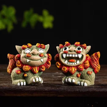  Парчета Щастлив Лъв в Китайски Стил, Цветни Животно, Декорация на Дома, Колекция от Настолни Подаръци