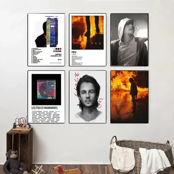  Плакат френска поп-певица Nekfeu от крафт-хартия, ретро плакат, стенни живопис, проучване естетика на изкуството, стикери за стена, малък размер