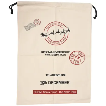  подаръчен пакет 1бр Коледен Платно чанта на Дядо Коледа на съвсем малък в селски стил, Стари Коледни торбички за отглеждане, Четири Лоса (Както е показано)