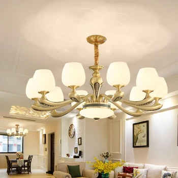 Полилей лампата в хола, луксозна елегантна Европейската лампа за хранене, модерни прости ретро Мраморни медни лампи