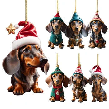  Празнична украса за Коледната елха във формата на куче, забавни куче-дакел, украса за празник