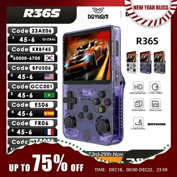  Преносима Игрова конзола R36S в Ретро стил с отворен код Linux System 3,5-инчов IPS-екран Портативен Ръчен Видео R35S 64 GB Игри