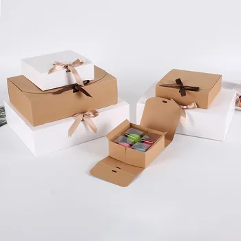  Проста Делото-Мида От Телешка Кожа От Бял Картон За Печене Подарък Кутия За Сватба, Рожден Ден, Квадратна Комбинация Кутии За Опаковане