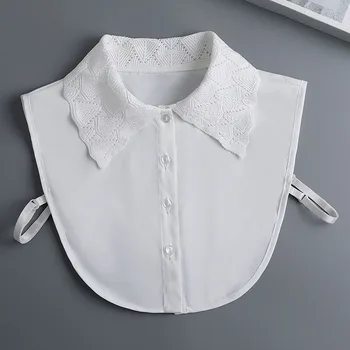 Реколта риза с ревери, изкуствен яка за жени, подвижни блузи, потници, бели женски пуловер с накладным яка, риза, подвижни яки