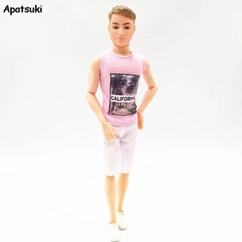 РОЗОВА стоп-моушън облекло 1/6 за Кен, кукла екипировки за човек Барби, риза Кен + къси панталони, аксесоари за кукли, за Кен, детски играчки за момче