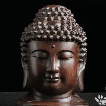  Статуя на Буда Дърво, Дървена Статуетка Махагон Индия Статуя на Главата на Буда Занаяти Декоративен Орнамент за Украса на дома