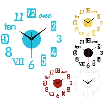  Стенен часовник със Собствените си ръце - Модерен Интериор, 3D Огледални Стенни Часовници, Часовник С Римски Цифри - Стенни Стикери С Часове За Домашен Декор на стаята