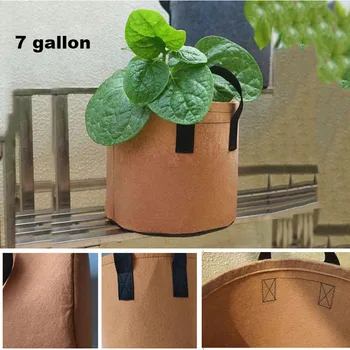  Текстилен чанта за отглеждане на картофи в градината на 7 литра, Чанта за отглеждане на растения, Градински саксии за цветя, Зеленчуков сеялка с дръжка B3