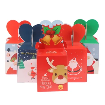  Хартиени кутии весела Коледа, кутии за бонбони, бисквити, Ябълка кутия, нова година Коледна украса, подарък кутия, чанта за принадлежности
