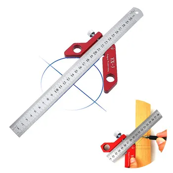  Центроискатель Многофункционален XY-владетел Маркиране център на кръг от 45 ° 90 ° Калибър за чертане Метричен Дюймдля Дърводелски Измервателен Инструмент за чертане