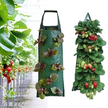  Чанта за отглеждане на ягоди с 4 и 8 джобове, висящи вертикални калъфи за градински растения, саксии, гърне, Картофени разсад за зеленчуци, зеленина, цветя.